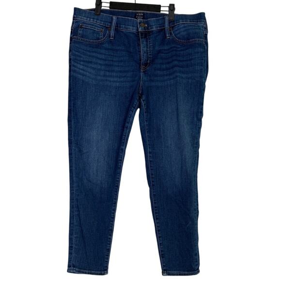 J. Crew Crop Ankle 8" Mid Rise Stretch Skinny Slimming Jean 34 Blue Dark Wash - Picture 1 of 15